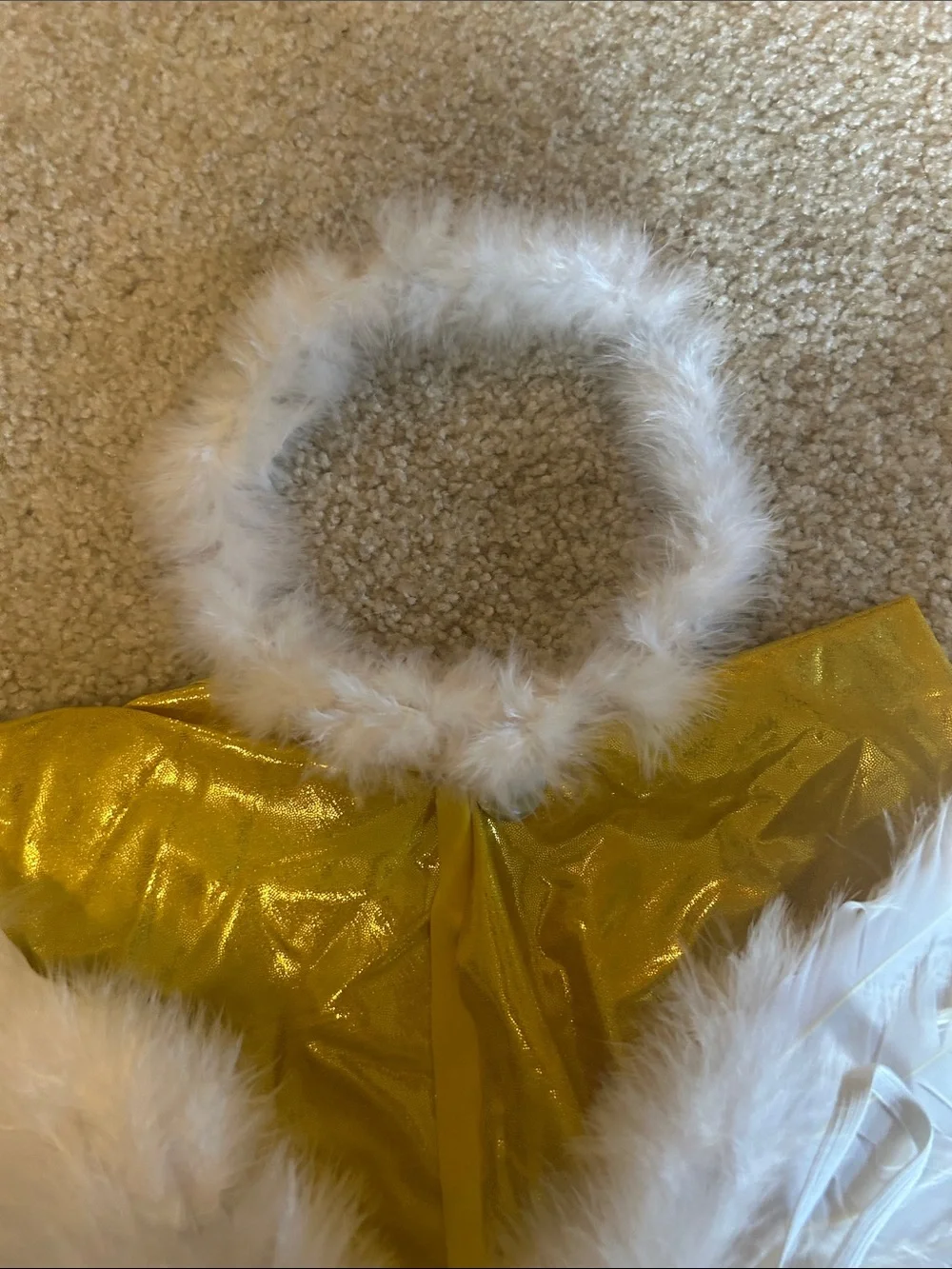 Kids Yellow Angel Costume Set with White Feather Wings and Halo